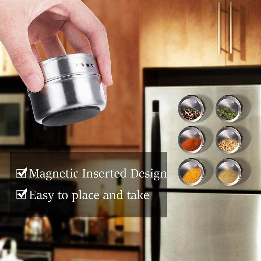 Magnetic Stainless Steel Seasoning Spice Jar Set - Image 3