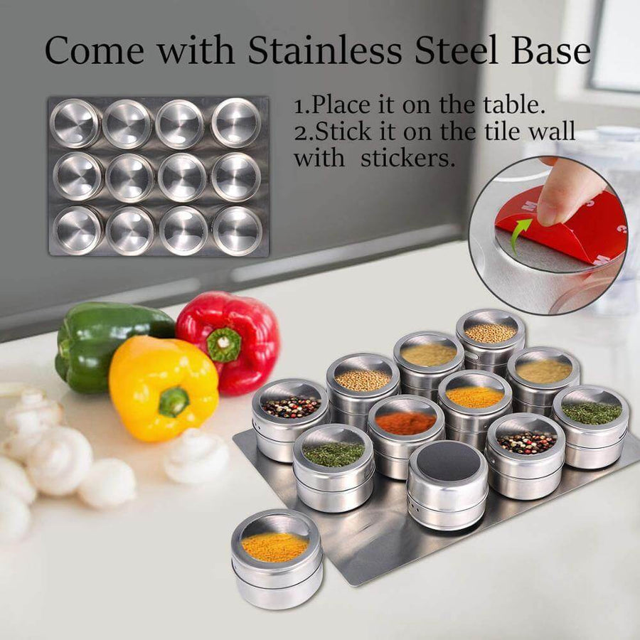 Magnetic Stainless Steel Seasoning Spice Jar Set - Image 2