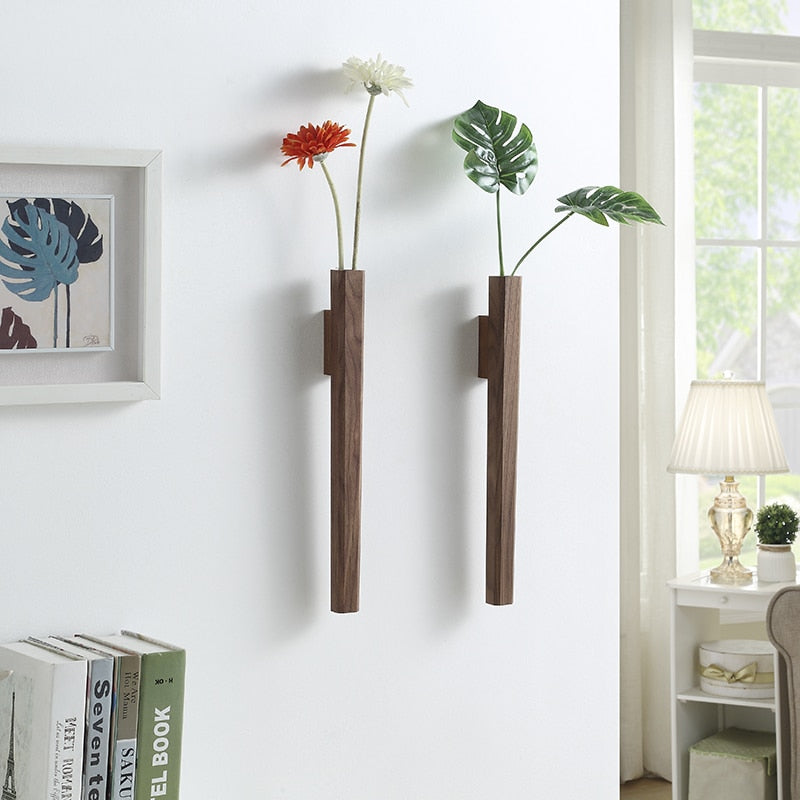Nordic Handmade Wall Wood Vase - Image 1