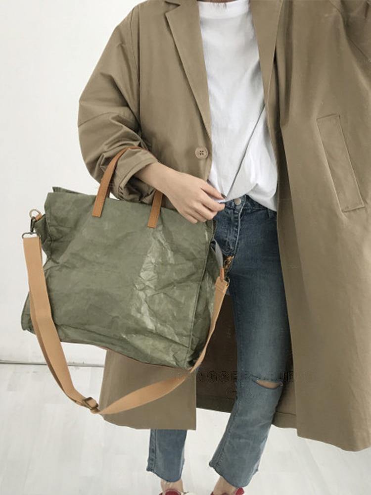 Women Kraft Paper Handbag and Shoulder Bag - Image 0
