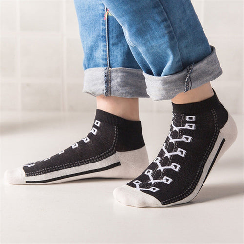 Hipster 3D Canvas Shoes Printed Ankle Socks - Image 0