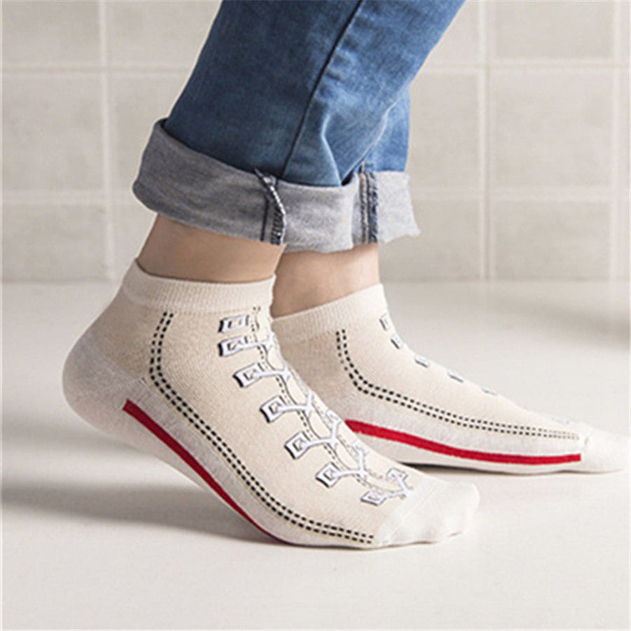 Hipster 3D Canvas Shoes Printed Ankle Socks - Image 3