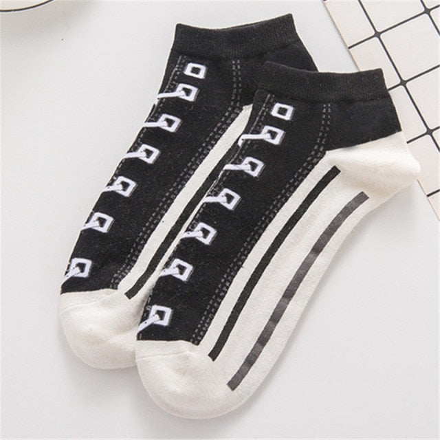 Hipster 3D Canvas Shoes Printed Ankle Socks - Image 6