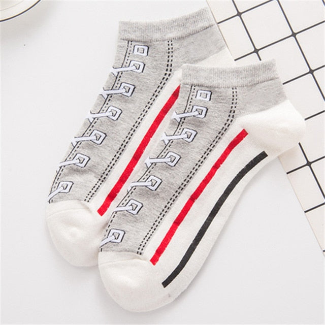Hipster 3D Canvas Shoes Printed Ankle Socks - Image 5