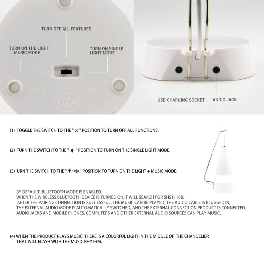 Touch Sensor Bluetooth Speaker Led Table Lamp - Image 4