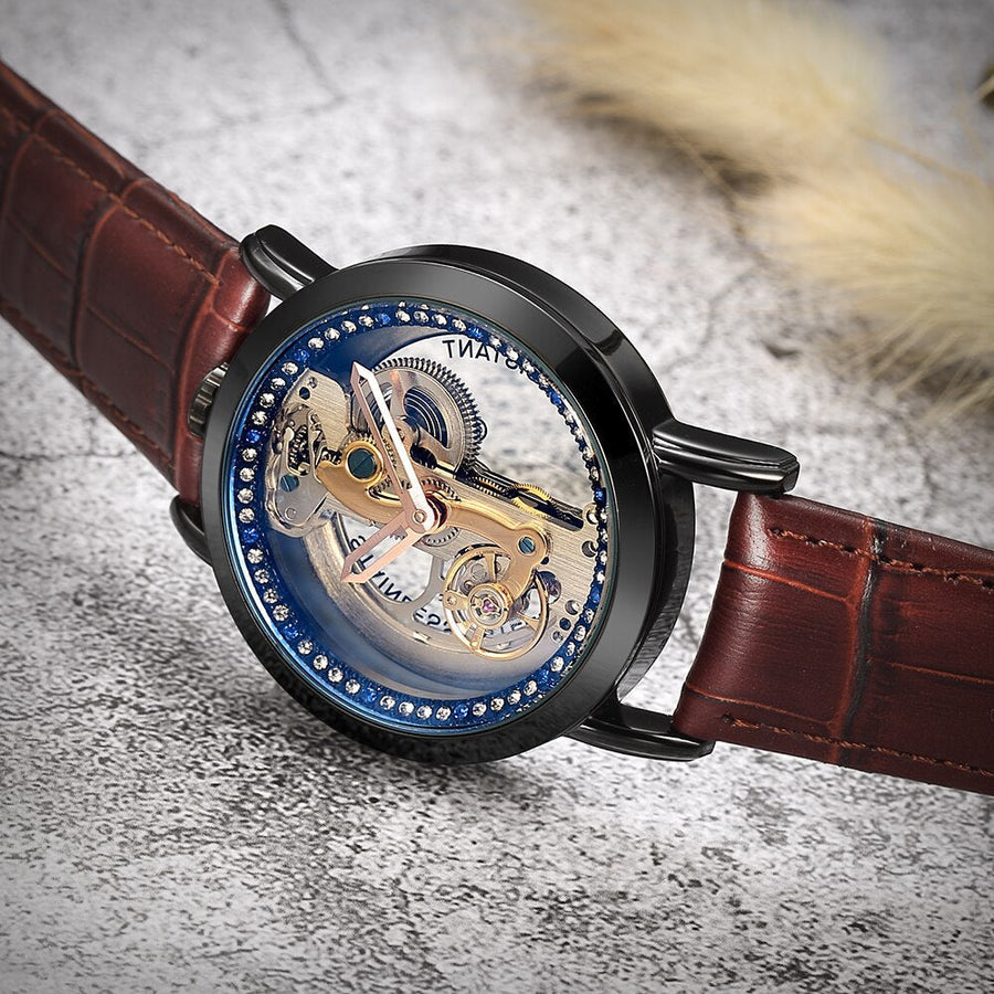 Crystal Mechanical Transparent Leather Watch - Image 2