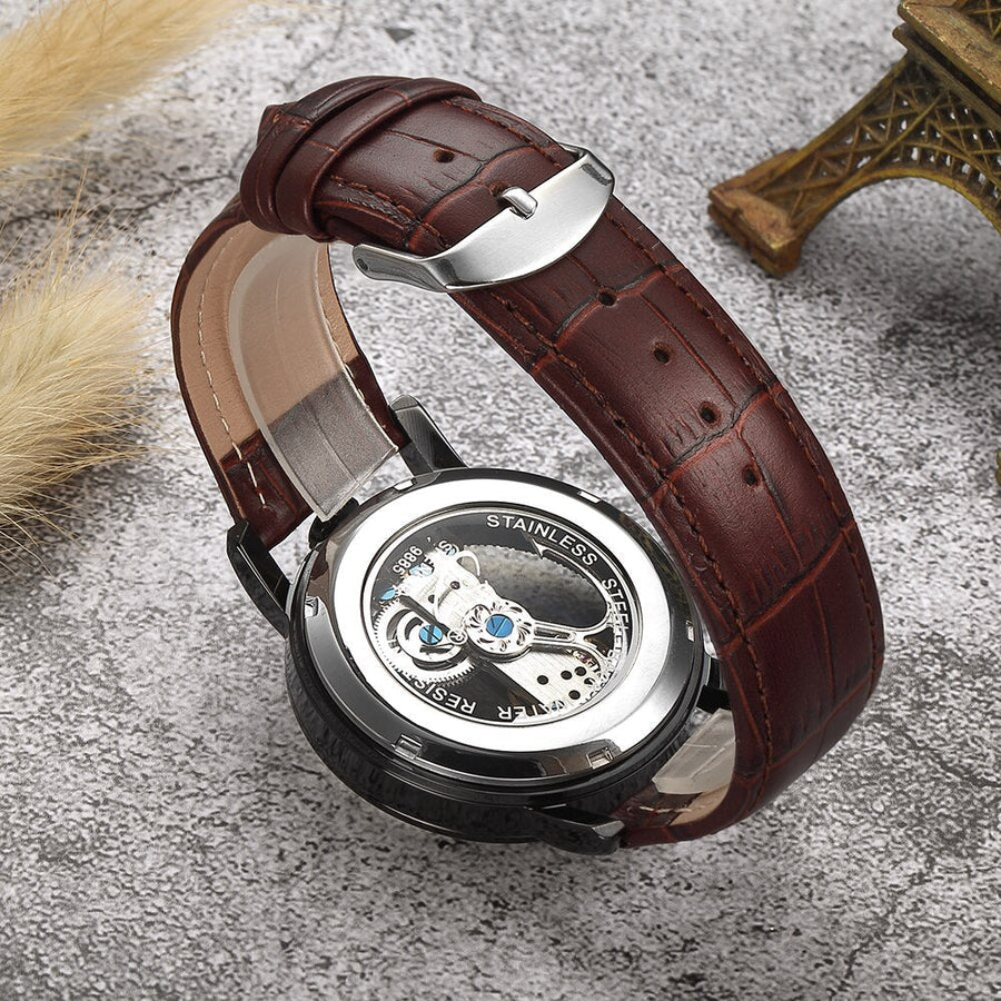 Crystal Mechanical Transparent Leather Watch - Image 5
