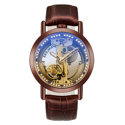 Crystal Mechanical Transparent Leather Watch - Image 9