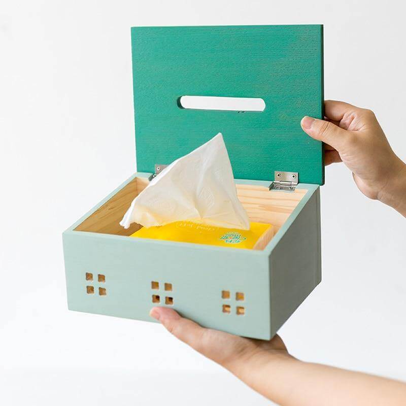 Wooden Nordic House Tissue Box - Image 3