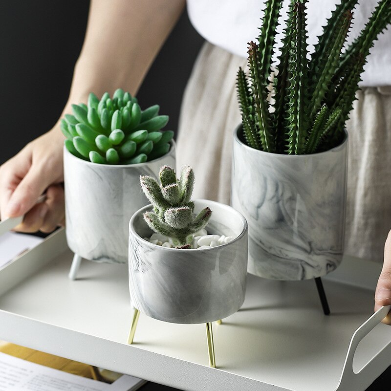 Nordic Marble Minimalist Flower Vase - Image 1