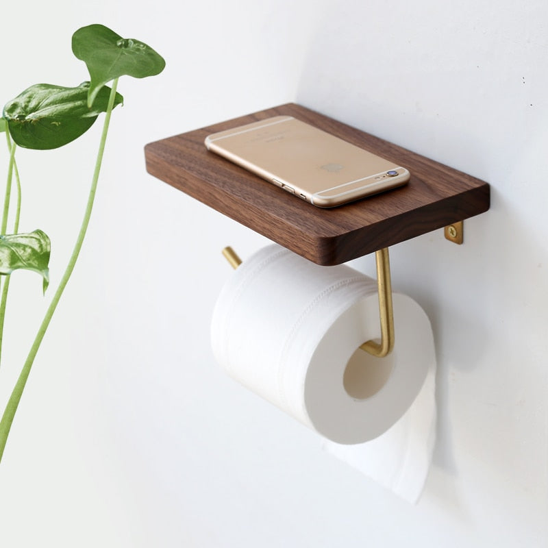 Nordic Wooden Toilet Paper Holder Shelf - Image 0