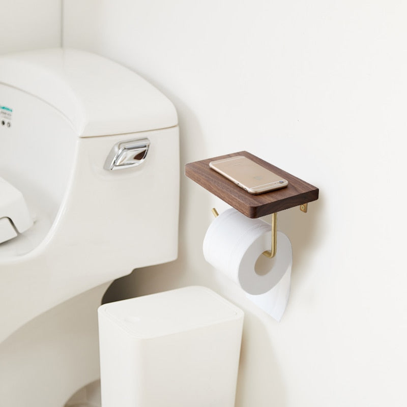 Nordic Wooden Toilet Paper Holder Shelf - Image 1