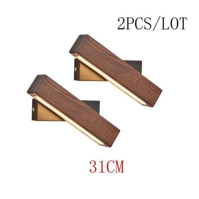 Modern Rotated Nordic Solid Wood Wall LED Lamp - Image 7