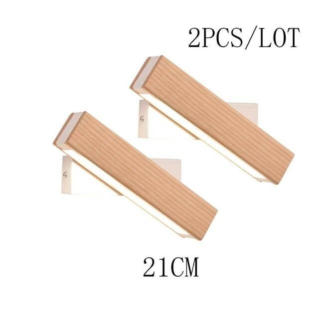 Modern Rotated Nordic Solid Wood Wall LED Lamp - Image 5