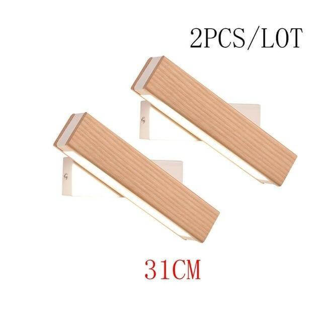 Modern Rotated Nordic Solid Wood Wall LED Lamp - Image 13
