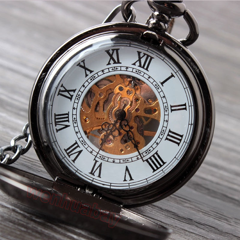 Retro Elegant Fire Black Pocket Watch - Image 5