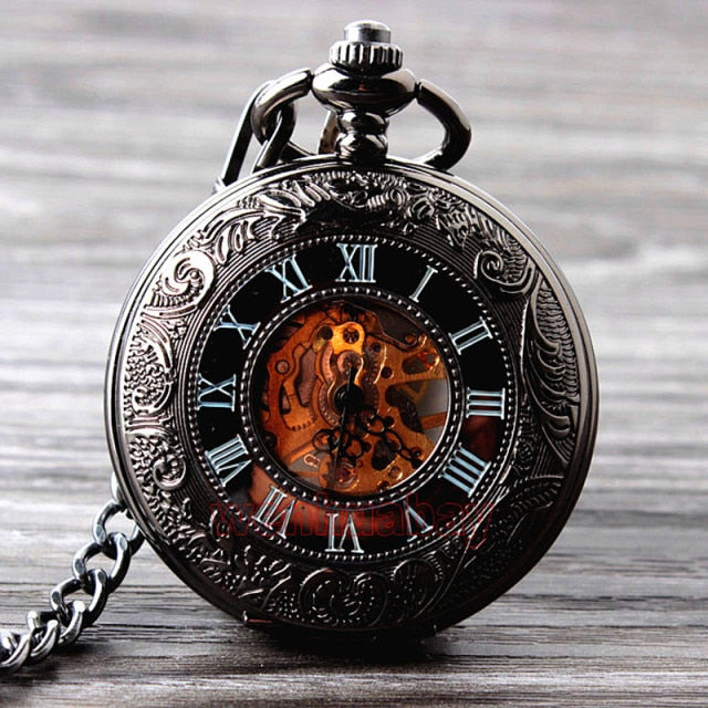Retro Elegant Fire Black Pocket Watch - Image 1