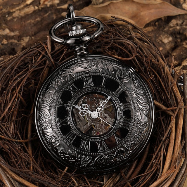 Retro Elegant Fire Black Pocket Watch - Image 2