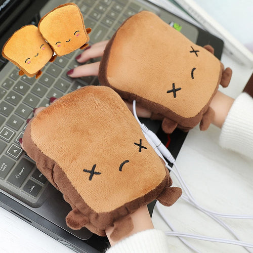 Toast Shape Fingerless Hand Warmer Gloves - Image 0