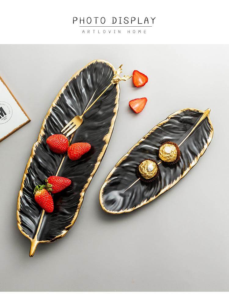 Creative Gold Color Ceramic Plate Set - Image 3