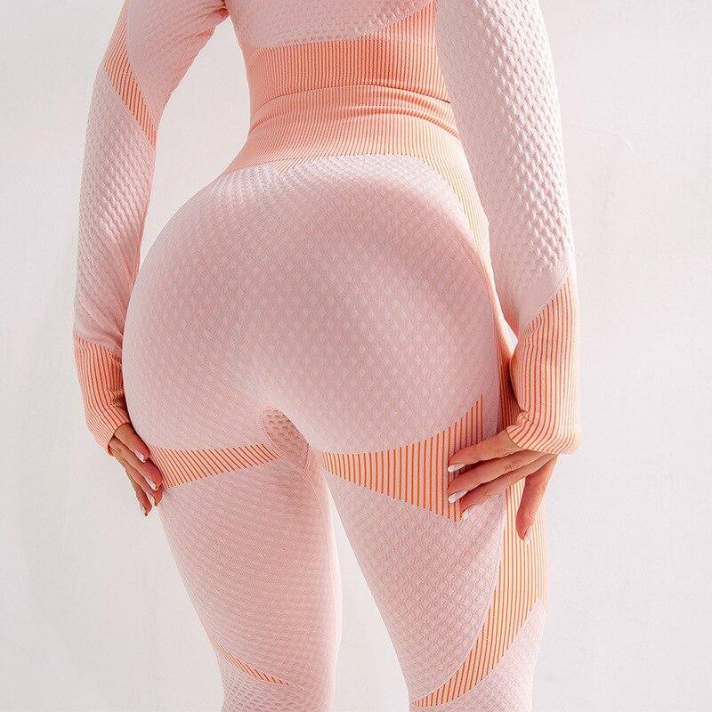Seamless Striped High Waist Women Leggings - Image 2