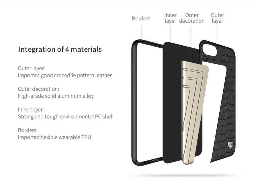 Leather+Aluminum+Soft Hybrid Back Cover Iphone Cases - Image 2
