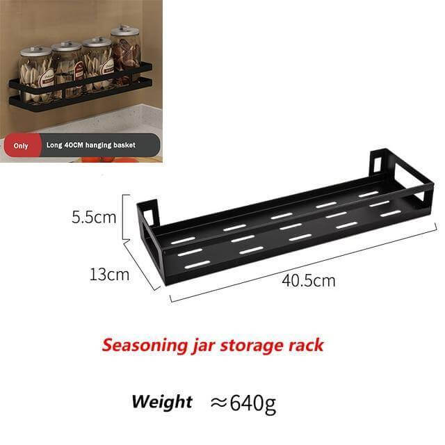 Mat Black No Drill Metal Kitchen Storage - Image 1