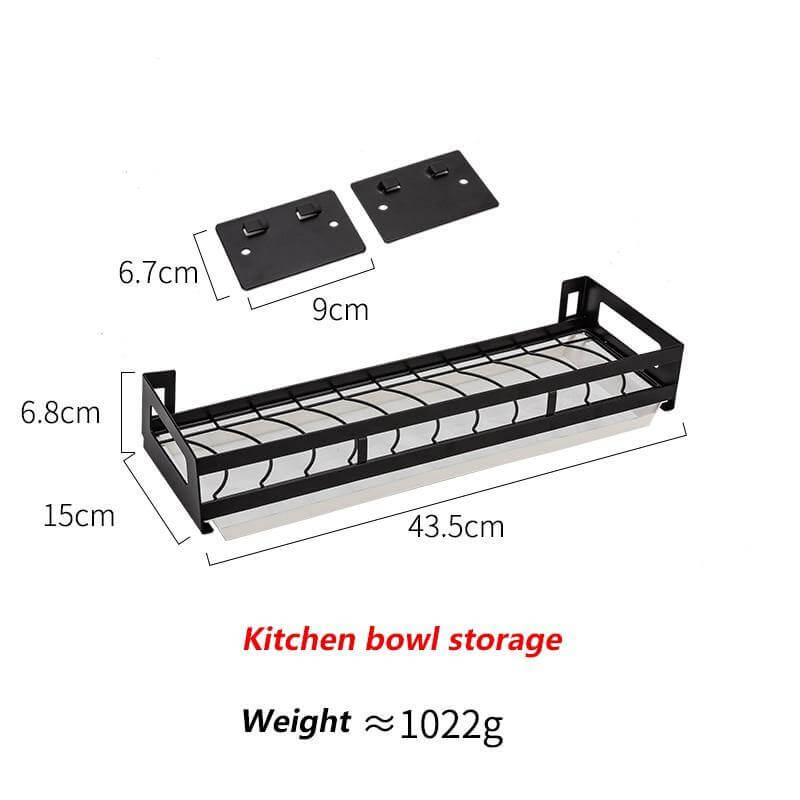 Mat Black No Drill Metal Kitchen Storage - Image 19