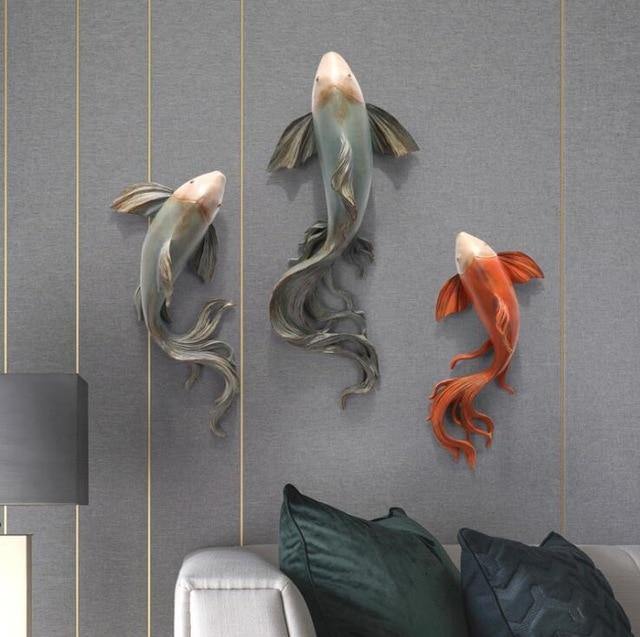 Modern Fengshui Resin 3D Wall Sticker Fish - Image 3