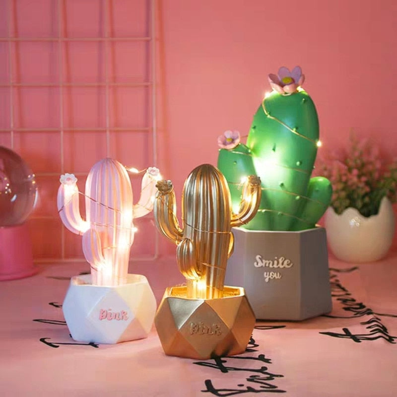 Colorful Cactus LED Table Night Lamp - Image 0