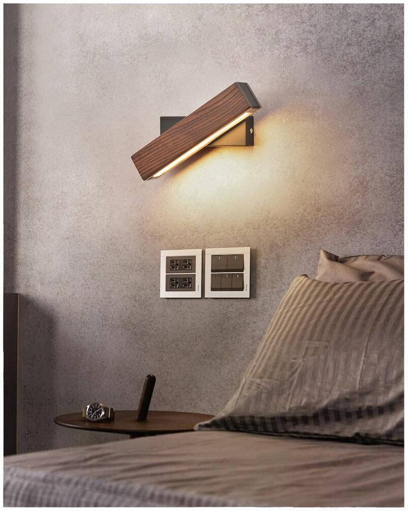 Modern Rotated Nordic Solid Wood Wall LED Lamp - Image 6