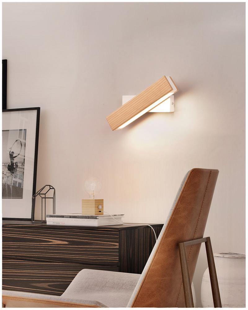 Modern Rotated Nordic Solid Wood Wall LED Lamp - Image 12