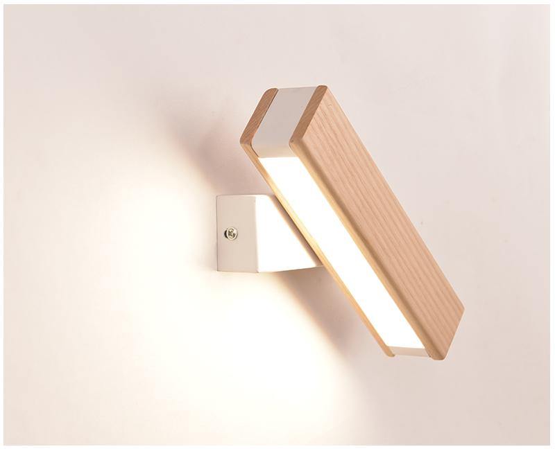 Modern Rotated Nordic Solid Wood Wall LED Lamp - Image 9