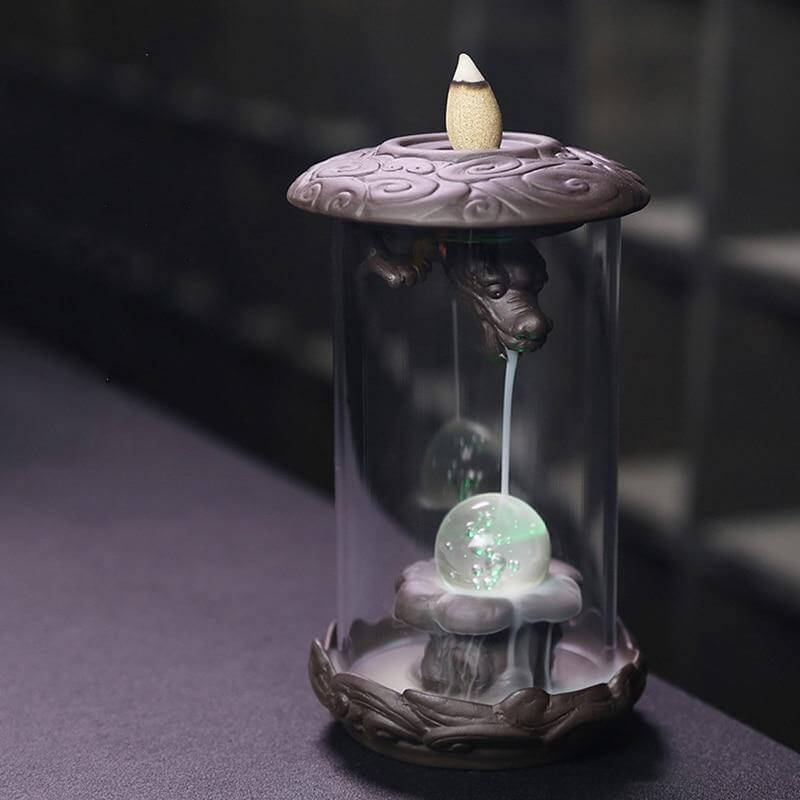 Feng Shui Ceramic Dragon Waterfall Incense Burner - Image 0