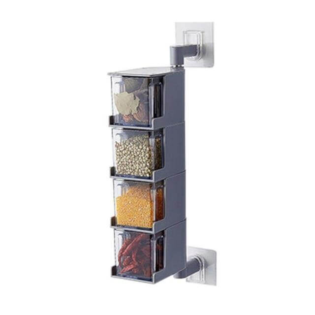 Layered Wall Mounted Rotating Seasoning Storage Organizer Boxes - Image 8