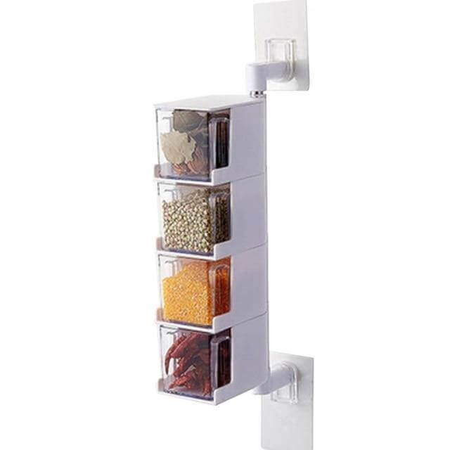 Layered Wall Mounted Rotating Seasoning Storage Organizer Boxes - Image 7