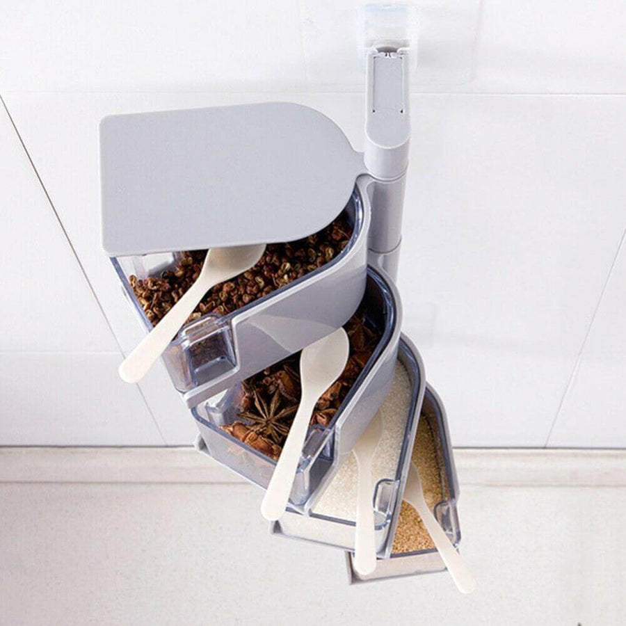 Layered Wall Mounted Rotating Seasoning Storage Organizer Boxes - Image 6