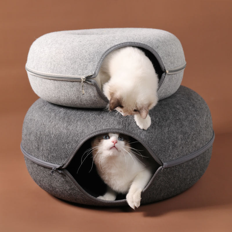 Donut Natural Felt Pet Cave Bed - Image 0