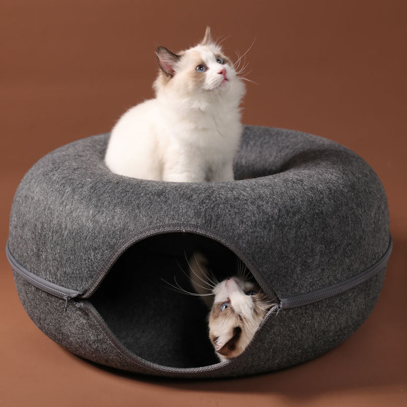 Donut Natural Felt Pet Cave Bed - Image 3