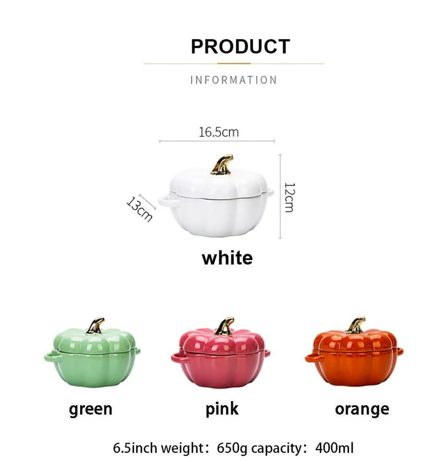 Pumpkin Shape Baking Bowl With Glazed Lid - Image 6