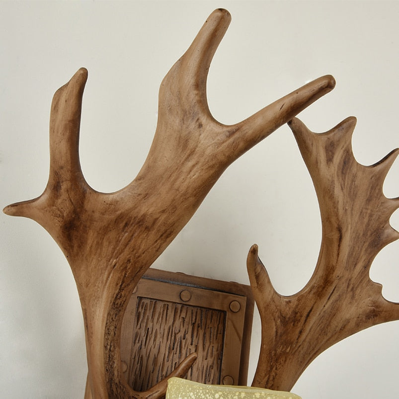 Antique Antler Wooden Wall Light - Image 8