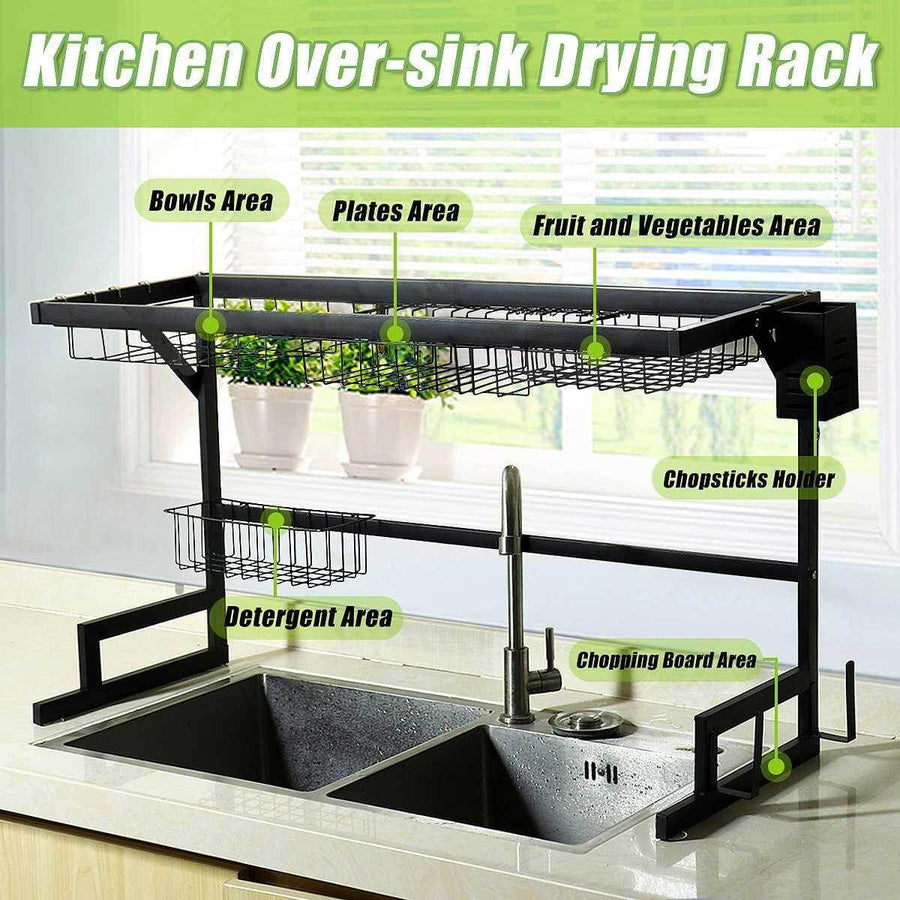 Stainless Steel Over-Sink Dish Rack Organizer - Image 1