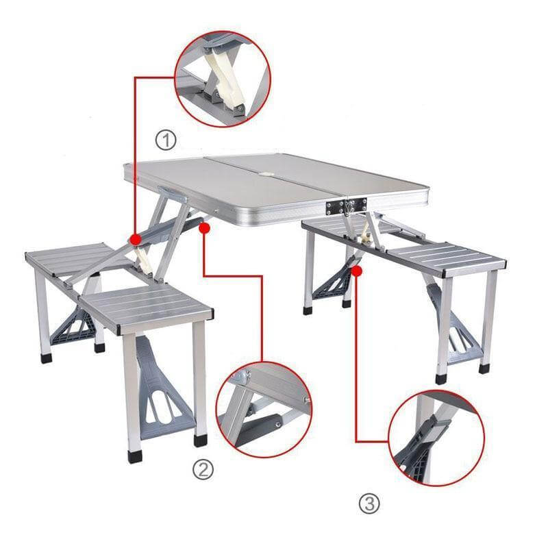 4pcs Portable Outdoor Folding Tables and Chairs One - Image 3
