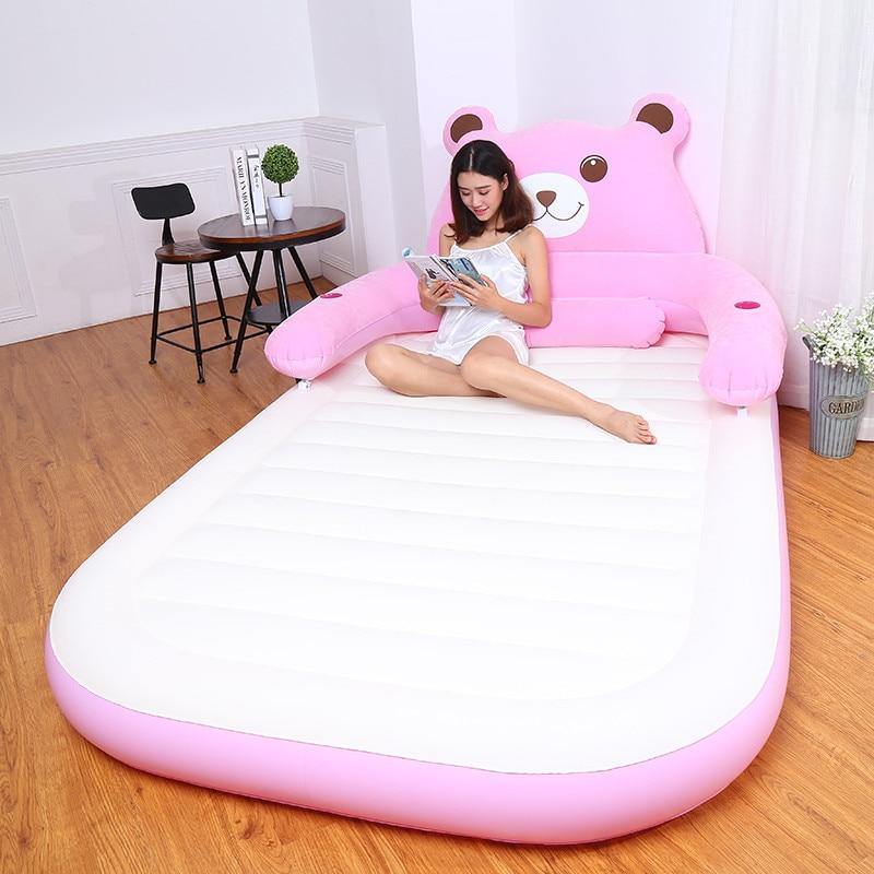 Cartoon Bear Comfy Inflatable Bed with Backrest - Image 8