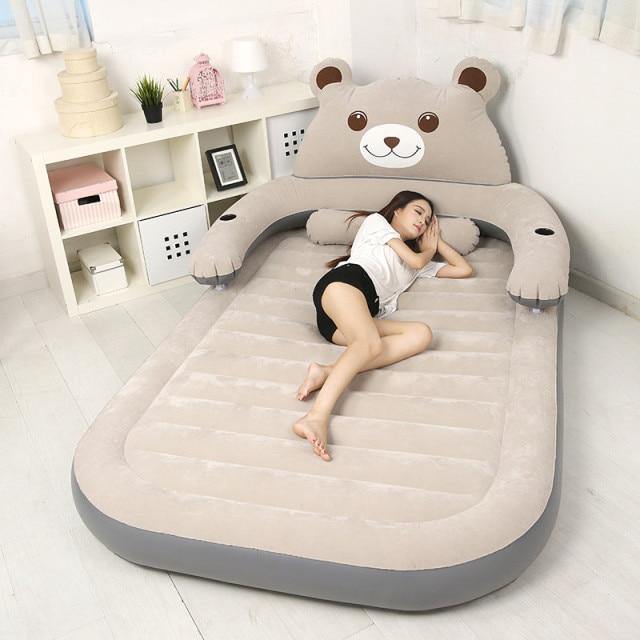Cartoon Bear Comfy Inflatable Bed with Backrest - Image 3