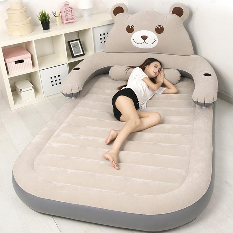 Cartoon Bear Comfy Inflatable Bed with Backrest - Image 4