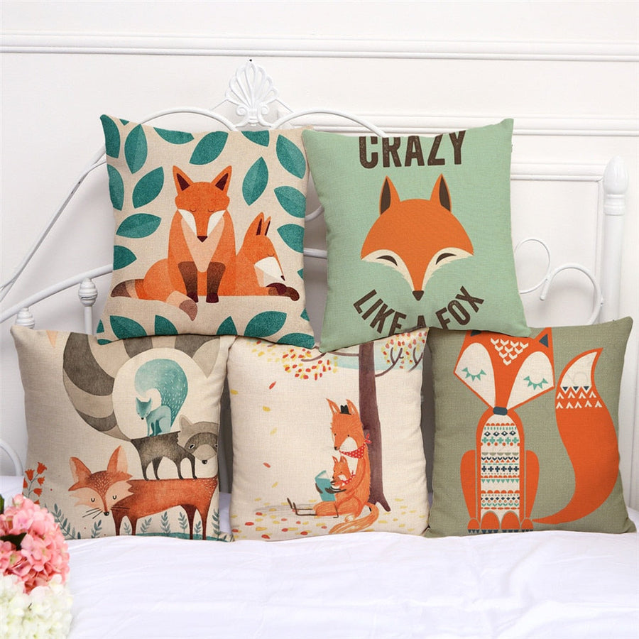 Fox Pattern Cushion Pillow Cases - Image 0