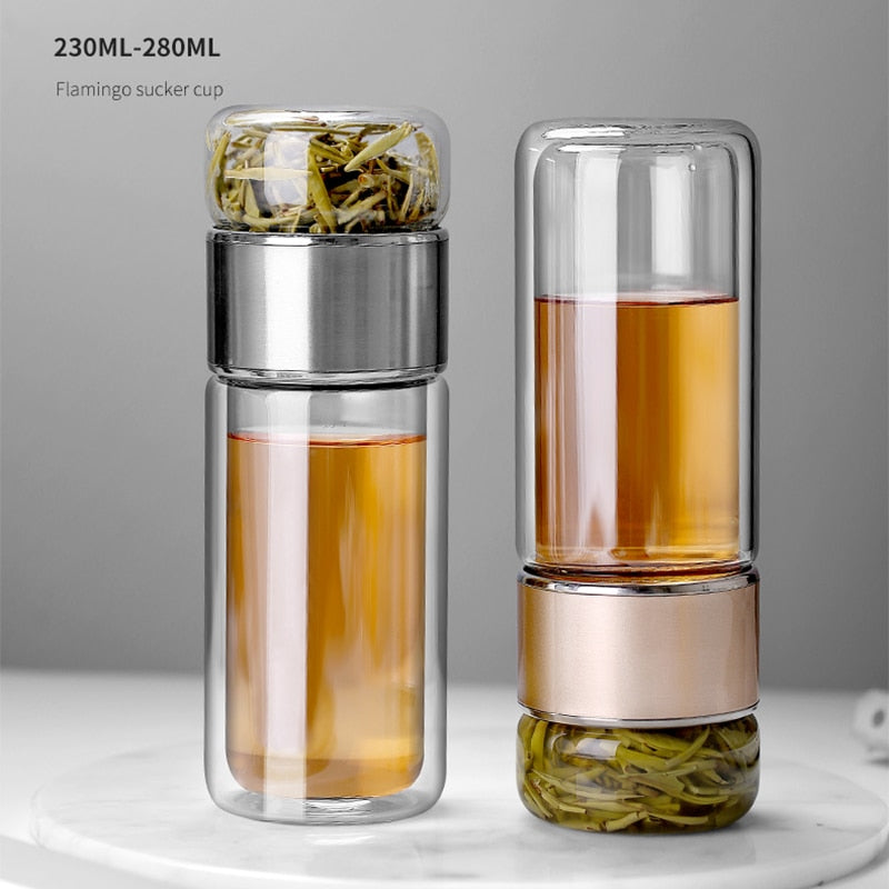 2in1 Large Double Glass Tea Infuser Bottle - Image 1