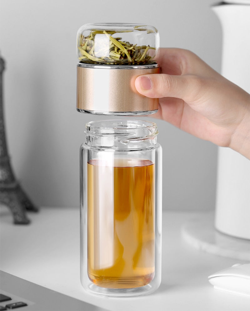 2in1 Large Double Glass Tea Infuser Bottle - Image 5