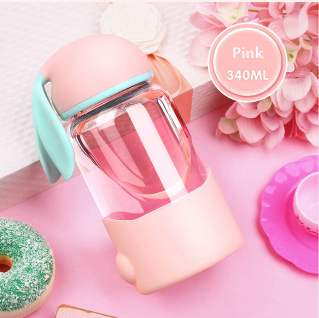 Cute Rabbit Glass Milk Cup for Kids - Image 2